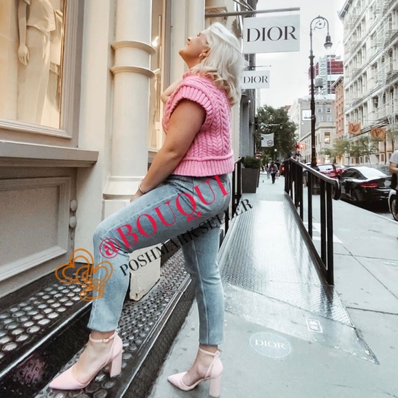 BLOGGERS FAV ZARA CABLE KNIT PINK VEST SWEATER - Picture 13 of 16